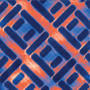 <p>Si микроструктура. Полуконтактная АСМ. Фазовый контраст.</p>